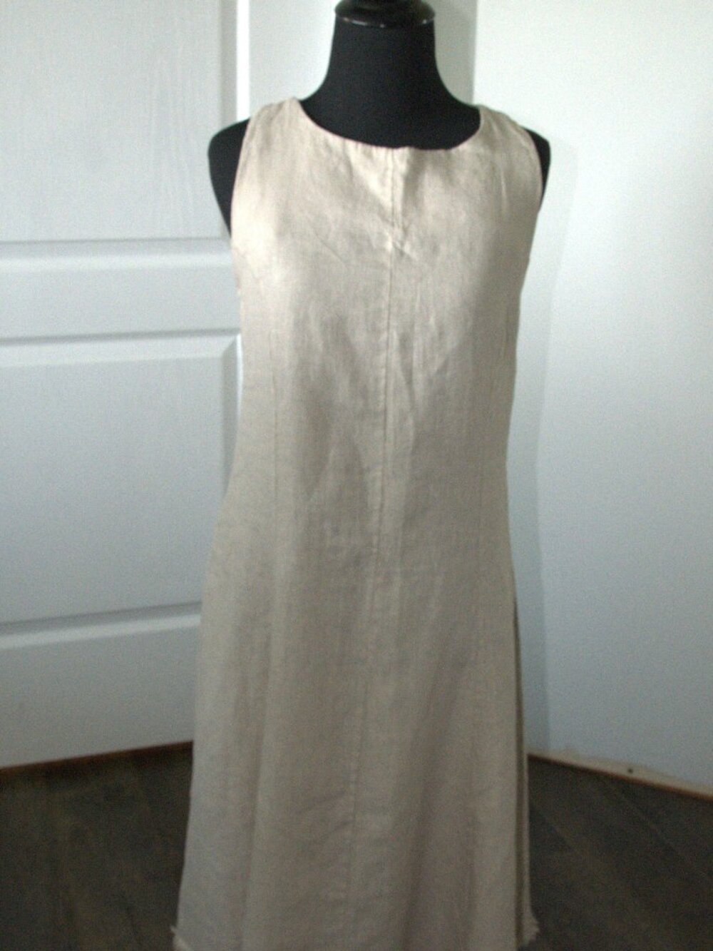 Cosmo Sleeveless Linen Sheath Dress Raw Hem size Small